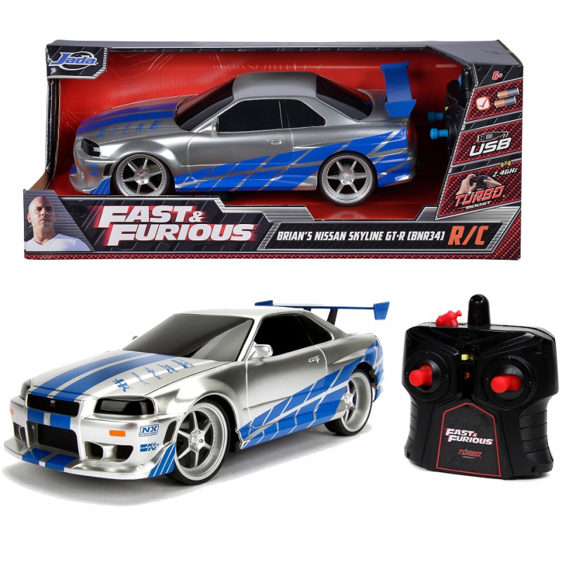 JADA greitas ir įsiutę Briano „Nissan Skyline GTR 1:16 RC“ nuotolinio valdymo automobilis