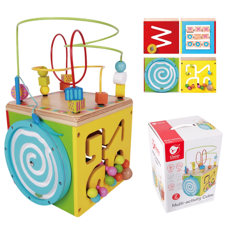 CLASSIC WORLD Daugiafunkcinis veiklos kubas 5in1 labirinto kilpa MONTESSORI