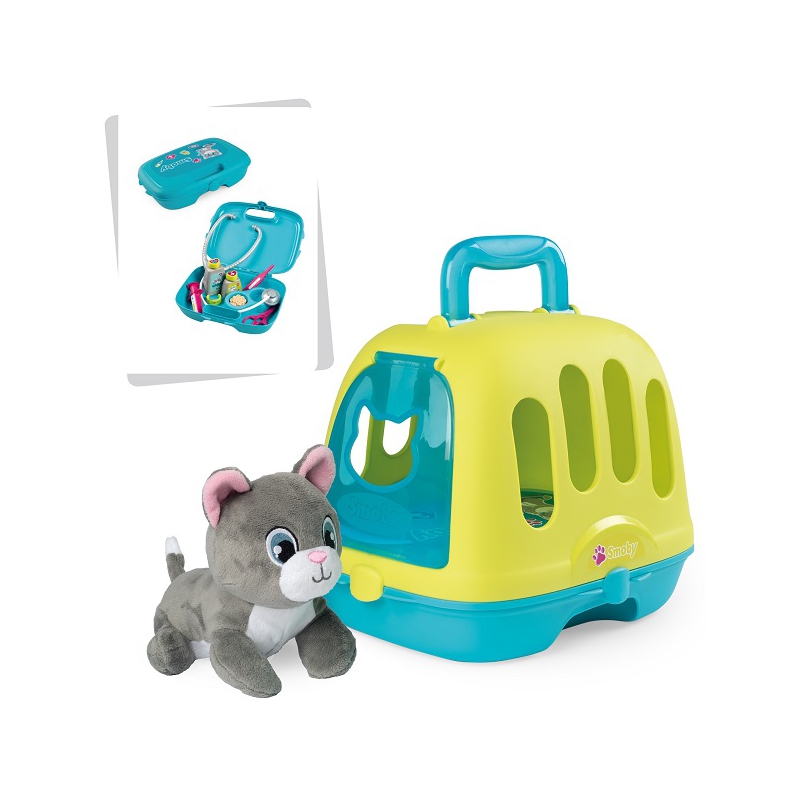 SMOBY rinkinys 2in1 kačių konteineris + interaktyvus miaukimas katė
