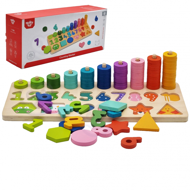 TOOKY TOY Dėlionė Mokantis skaičiuoti formas ir spalvas Montessori 72 vnt. FSC sertifikuota