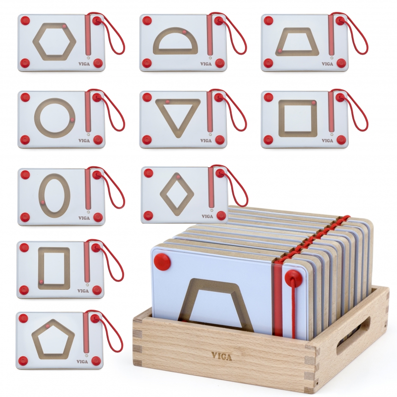 Magnetinės tabletės, mokančios piešti geometrines figūras Viga Toys Montessori