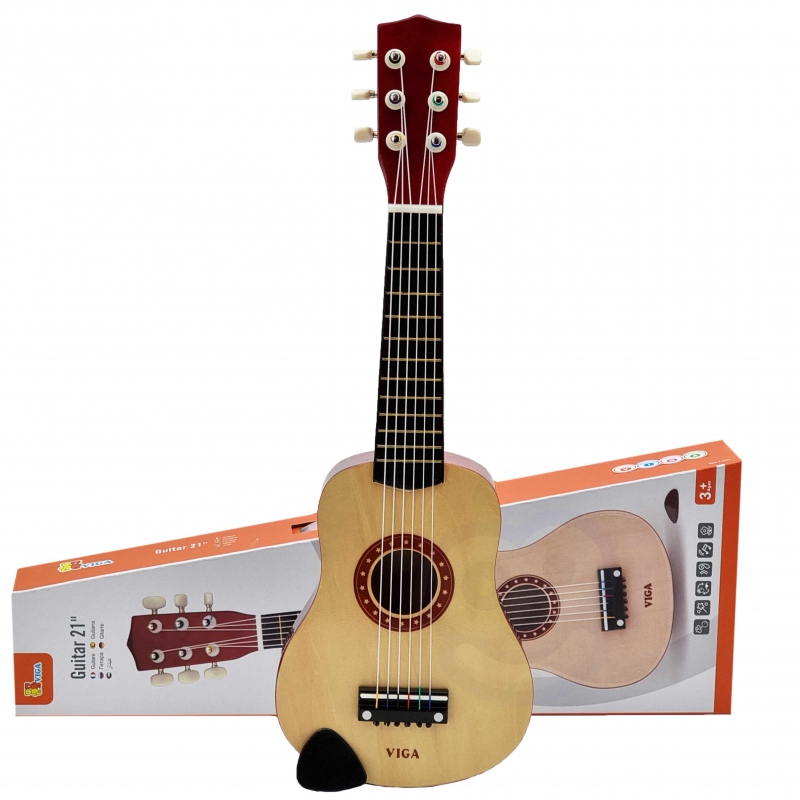Viga Medinė gitara vaikams, Natural, 21 colių, 6 stygų