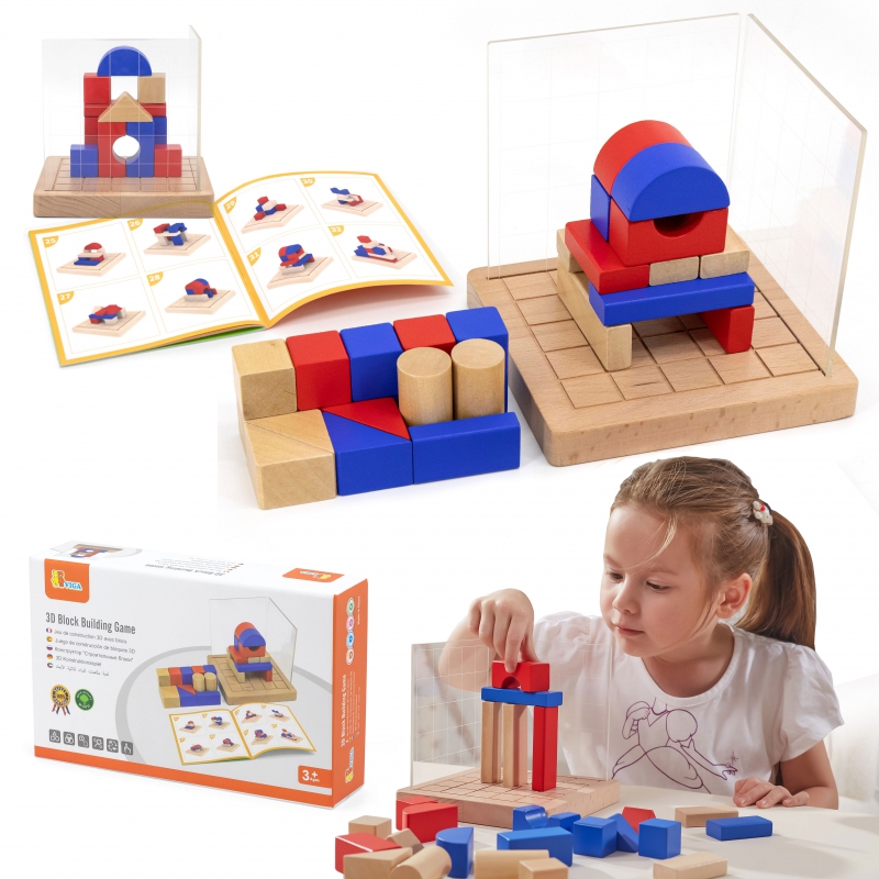 VIGA Wooden Game Building Blocks 3D Montessori