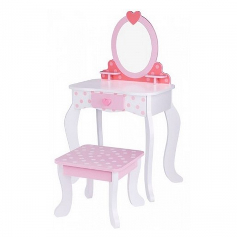 TOOKY TOY Rožinis medinis kosmetinis staliukas su kėde