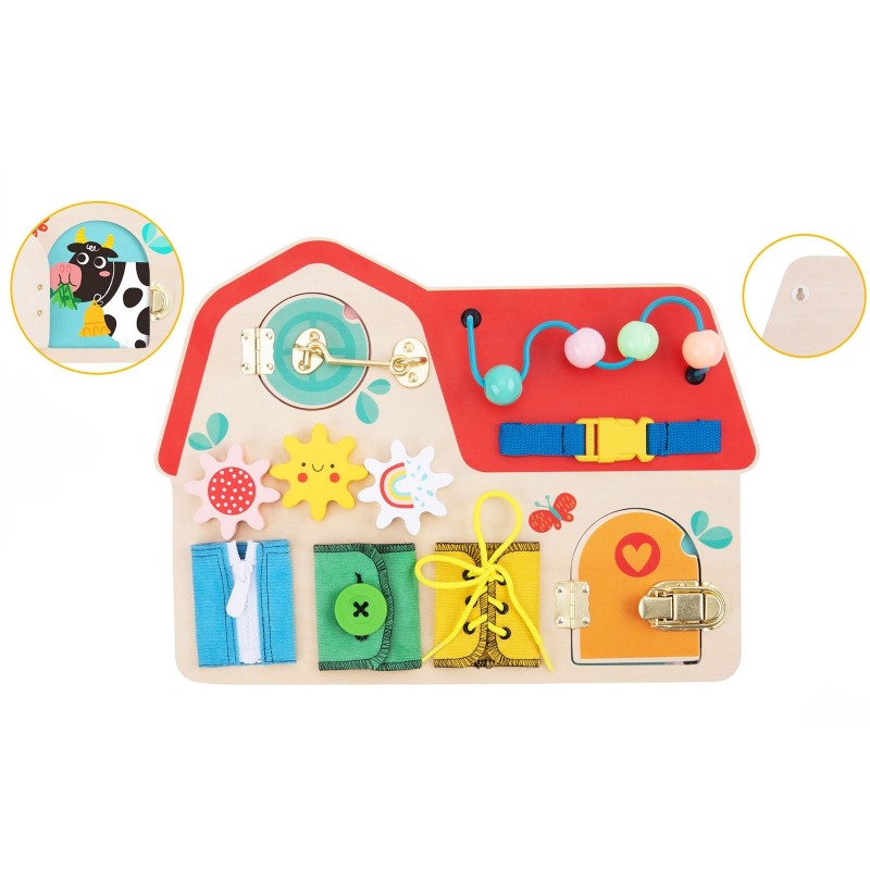 TOOKY TOY Medinė Montessori Manipuliacinė lenta Spynos Pavarų kilpos