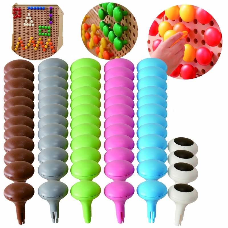 MASTERKIDZ Spalvoti Jumbo Pins for STEM Board 64 vnt. - 6 spalvos