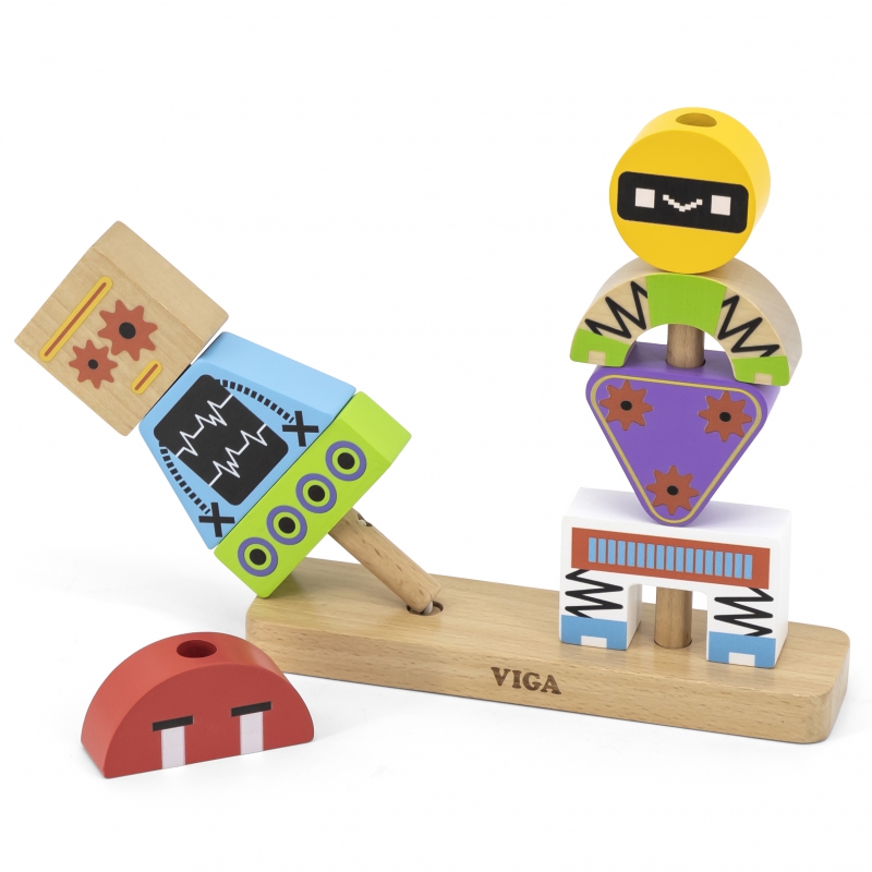 VIGA Pyramid Puzzle Robots + Patterns 8 vnt.