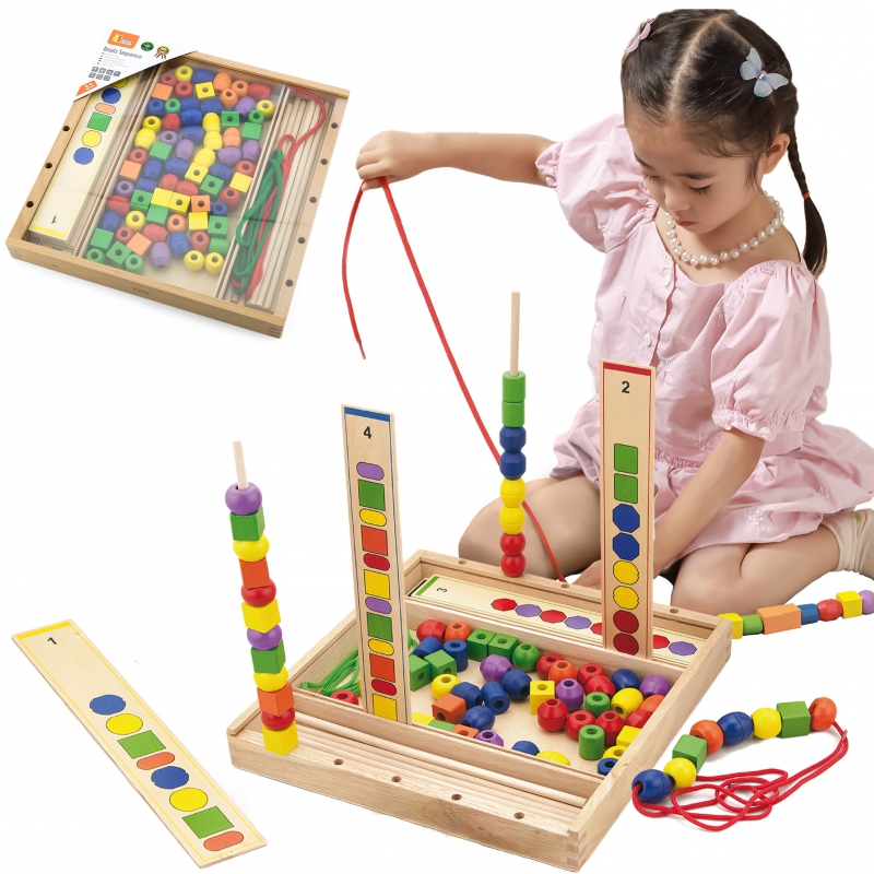 VIGA Medinis lavinantis žaidimas Loginiai karoliukai 104 Montessori elementai