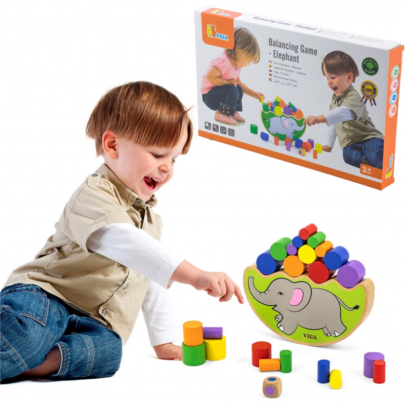 VIGA Medinė Montessori balansuojanti dramblio dėlionė