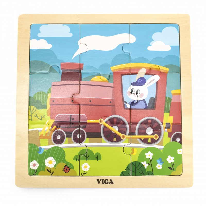 VIGA Handy Wooden Puzzle Train Train 9 vnt