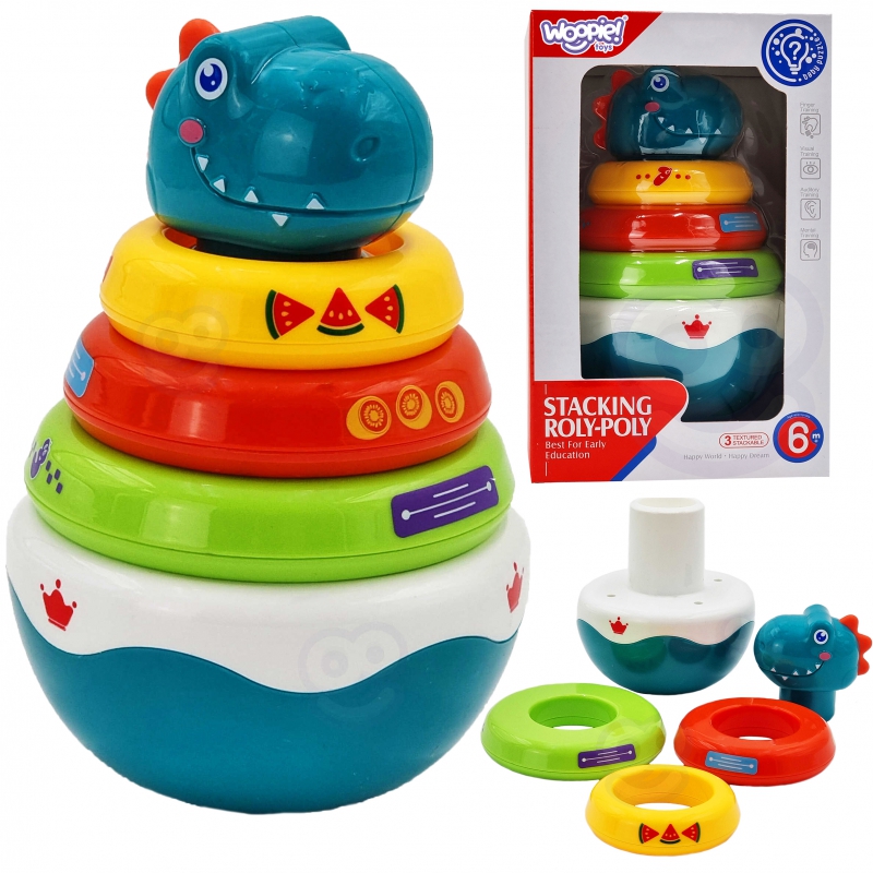 WOOPIE BABY sensorinis žaislas Dino piramidės dėlionė kūdikiams