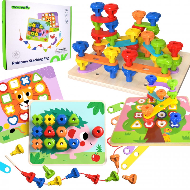 TOOKY TOY Daugiafunkcinis lentos rinkinys iš spalvingų varžtų, mokančių formų