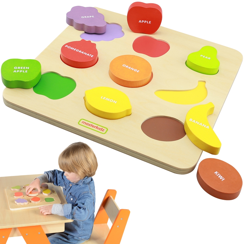 MASTERKIDZ medinių formų rūšiuotojas Colorful Fruits Montessori
