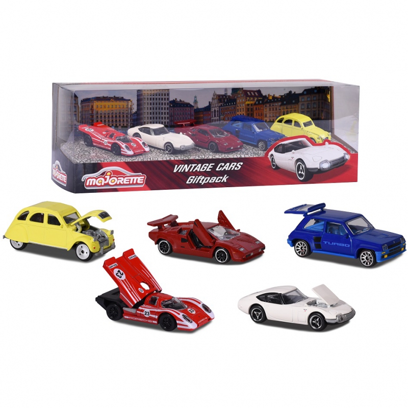Majorette Vintage rinkinys iš 5 automobilių dėžutėje