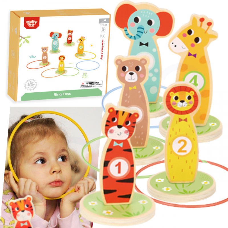 TOOKY TOY Medinis arkadinis žaidimas Metimas į taikinius gyvūnus 15 vnt.