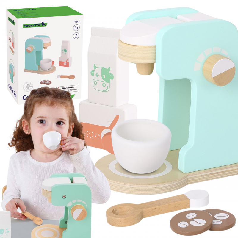 TOOKY TOY medinis kavos aparato rinkinys vaikams 7 vnt.