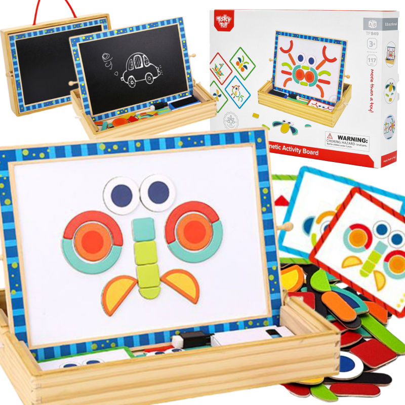 TOOKY TOY Magnetinė kreidos lenta 2in1 dėlionės formos 117 vnt. FSC sertifikuota