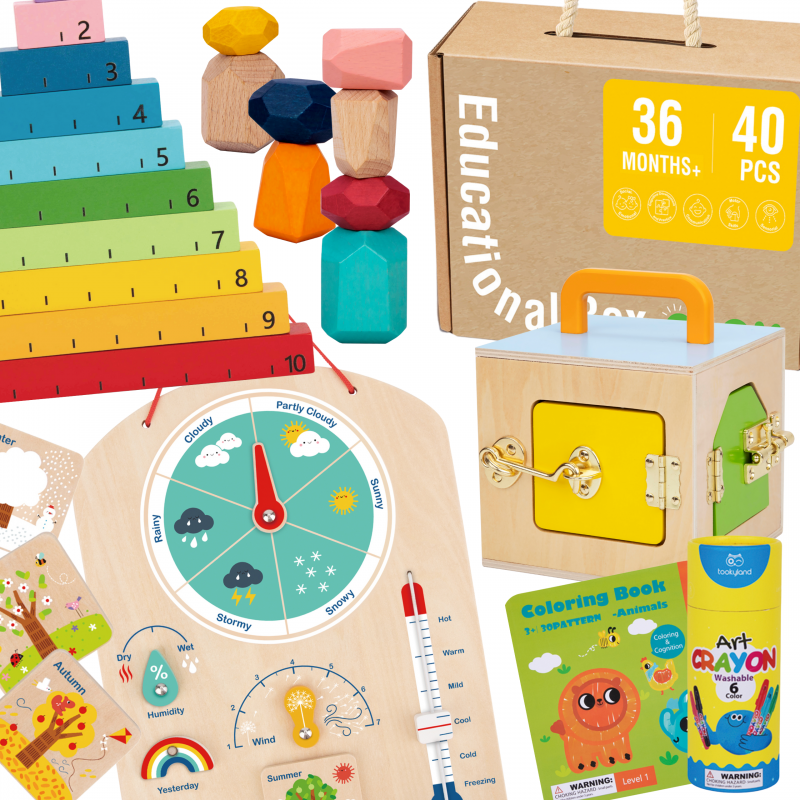 „Tooky Toy“ mokomoji Montessori dėlionė dėlionė „Abacus“ orų lenta „6in1“, skirta 3 metams