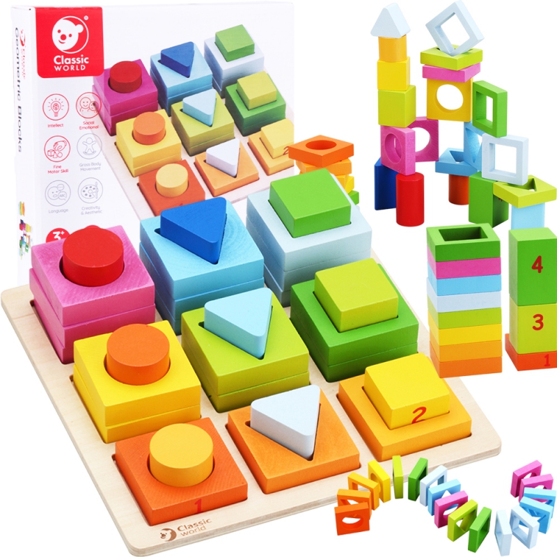 CLASSIC WORLD galvosūkių mokymosi formų ir skaičiavimo 5in1 Domino rūšiuotojas MONTESSORI 28 vnt.