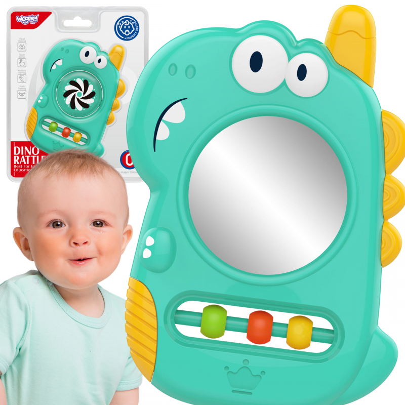WOOPIE BABY sensorinis žaislinis dantukų veidrodis Dino