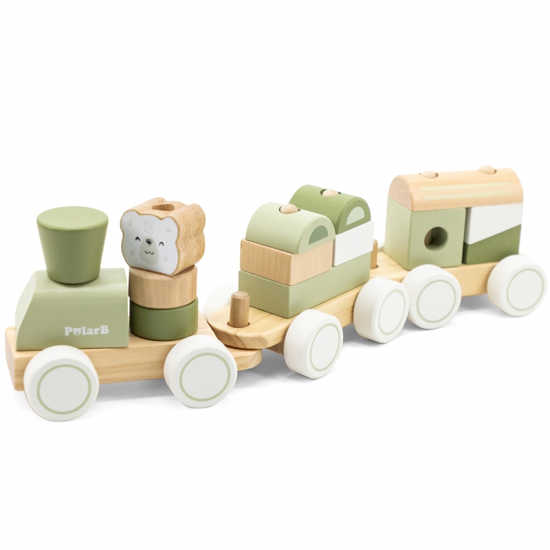 VIGA PolarB Green Railway Train with Carts Blocks