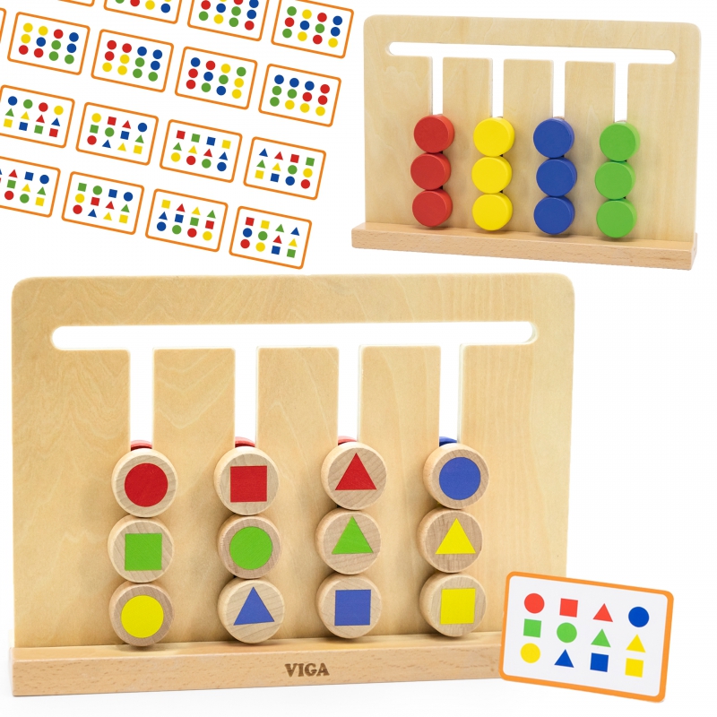 VIGA galvosūkių žaidimas Atkurkite Montessori spalvas ir figūras