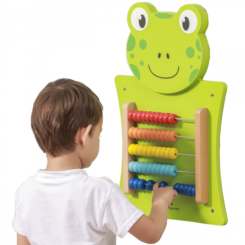 VIGA Medinės manipuliacinės lentos Frog Abacus FSC Montessori sertifikatas