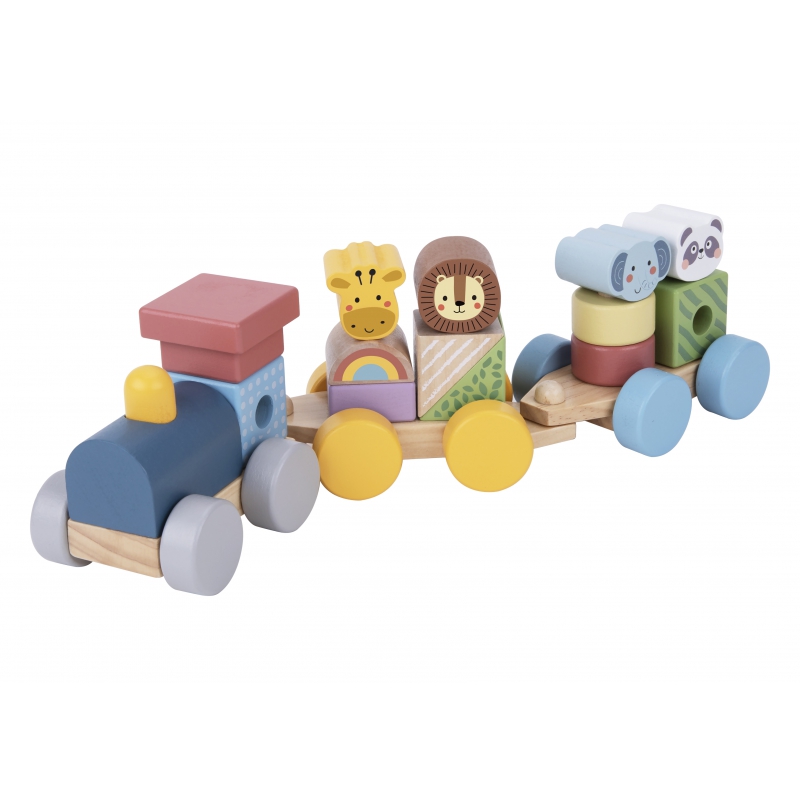 TOOKY TOY Medinis traukinys su gyvūnais Montessori galvosūkis