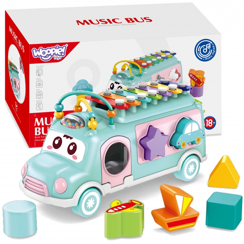 WOOPIE BABY Muzikinis automobilių rūšiuotojas su žalios spalvos cimbolais