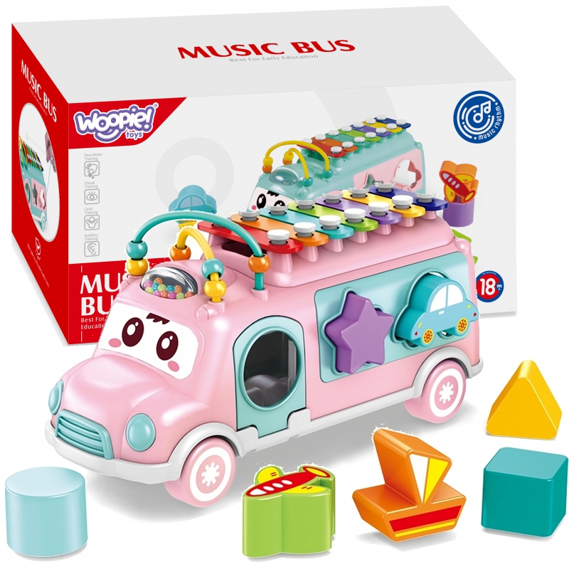 Muzikinis automobilių rūšiuotojas WOOPIE BABY su rožiniais cimbolais