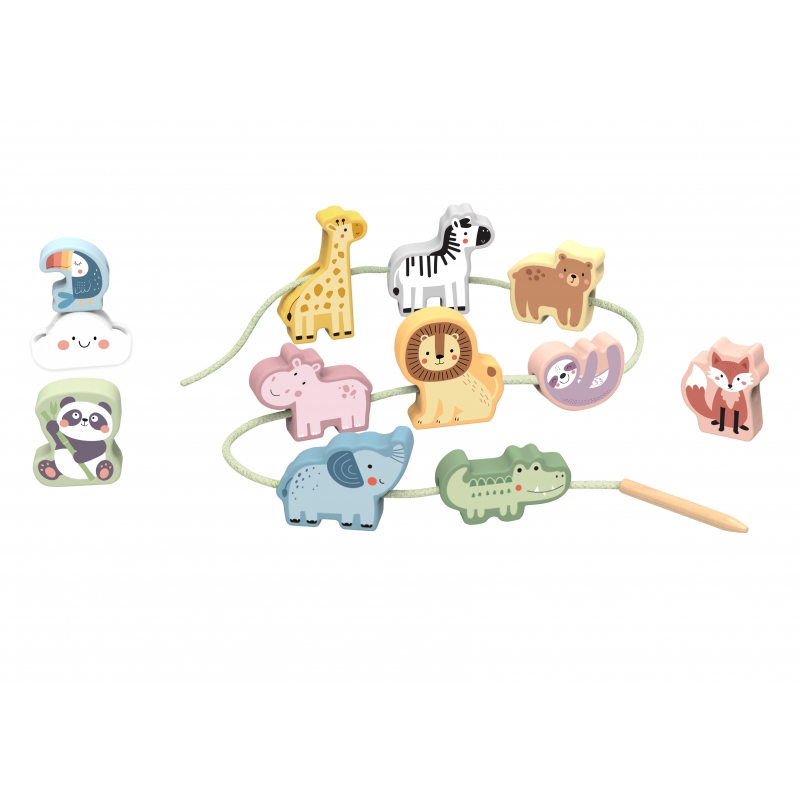 TOOKY TOY Medinės kaladėlės sriegimui ZOO