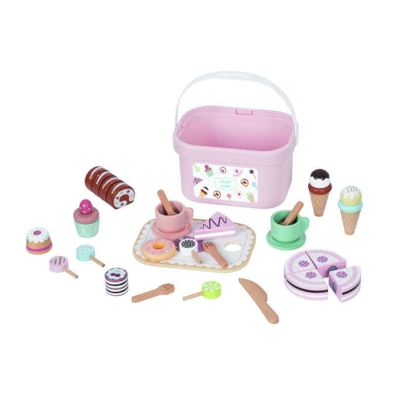 TOOKY TOY Saldus pyragas Medinis saldus rinkinys dėžutėje