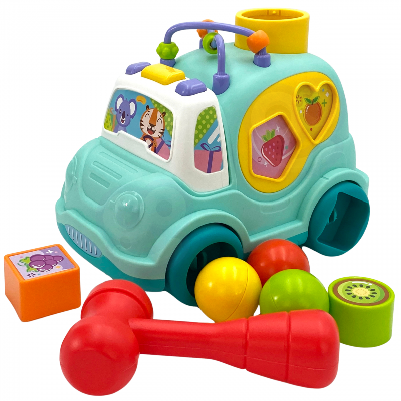 WOOPIE BABY Interaktyvus muzikinis automobilių rūšiuotojas Montessori Blue
