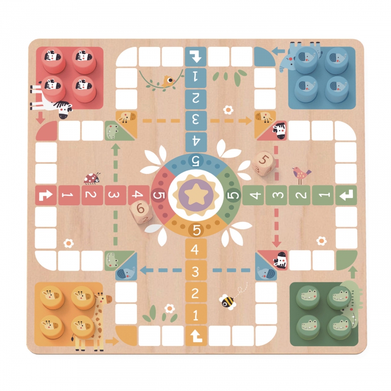 TOOKY TOY Loginiai stalo žaidimai 2in1 Ludo Chinese + Free the Animals