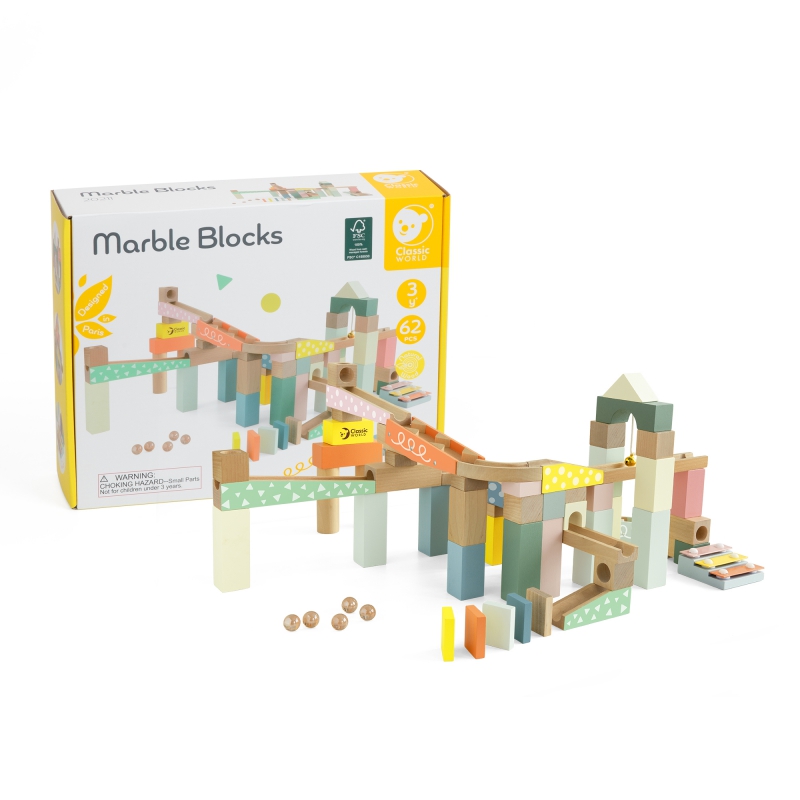 CLASSIC WORLD Mediniai kamuoliukų takeliai Domino kamuoliukų takeliai su lėkštėmis