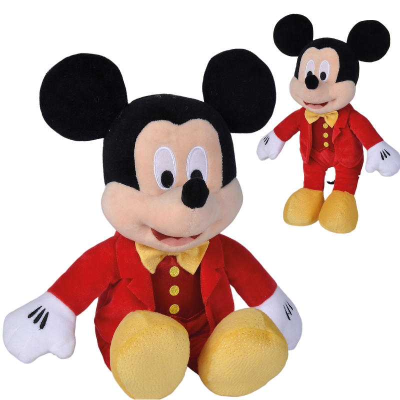 SIMBA DISNEY Peliuko Mikio talismanas blizgančiame raudoname smokinge, 25 cm