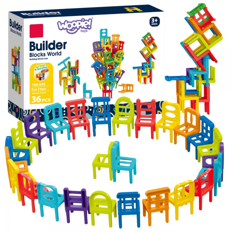 WOOPIE Arcade Game Block Puzzle Balancing Chairs 36 vnt.
