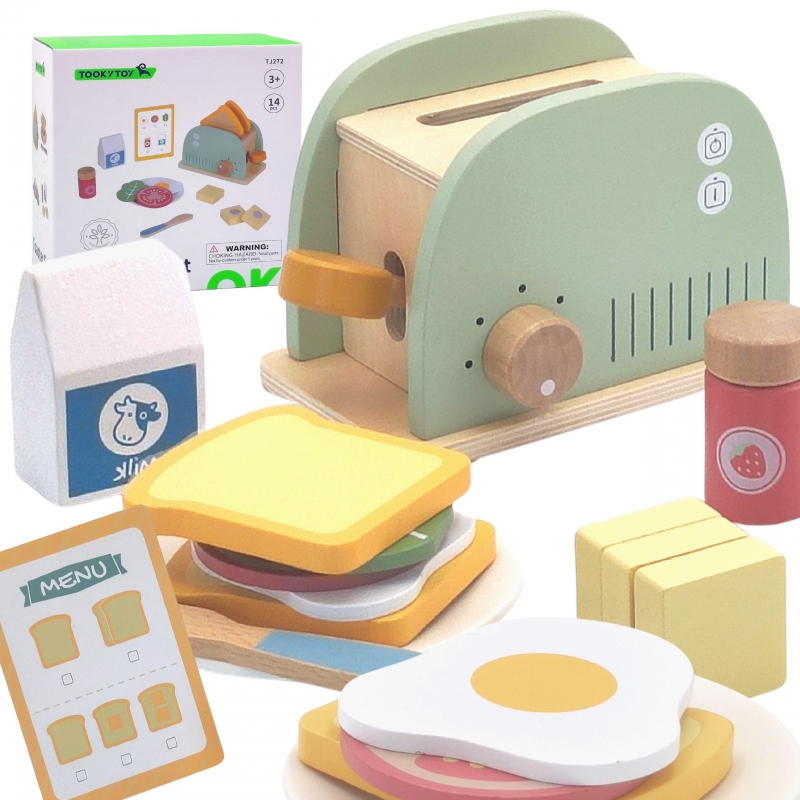 TOOKY TOY Medinis skrudintuvas Pastelinis pusryčių rinkinys