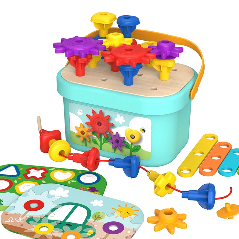 TOOKY TOY Montessori galvosūkių kaiščiai dėžutės sriegiuose