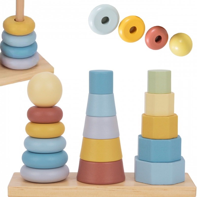 TOOKY TOY trijų bokštų dėlionių rūšiuotojas Montessori