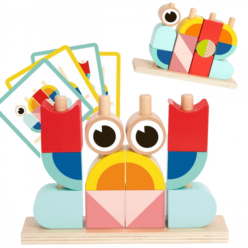TOOKY TOY Kūrybingi mediniai erdviniai 3D krabų blokai