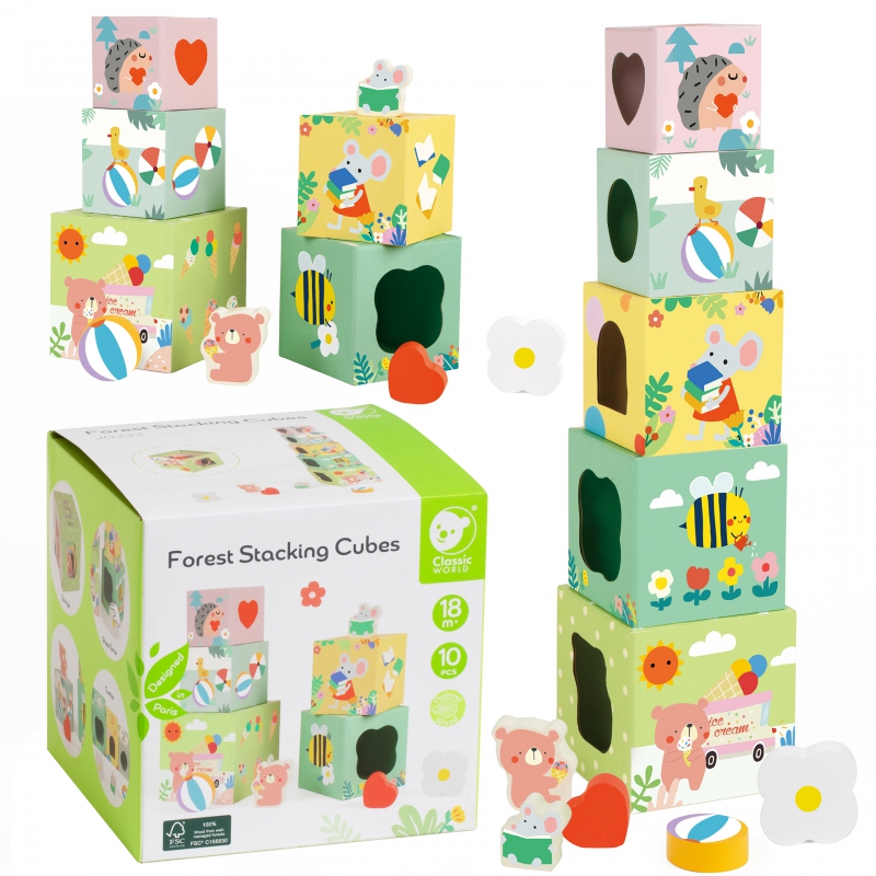 CLASSIC WORLD Puzzle Cubes Box Forest Pyramid 10 vnt. FSC